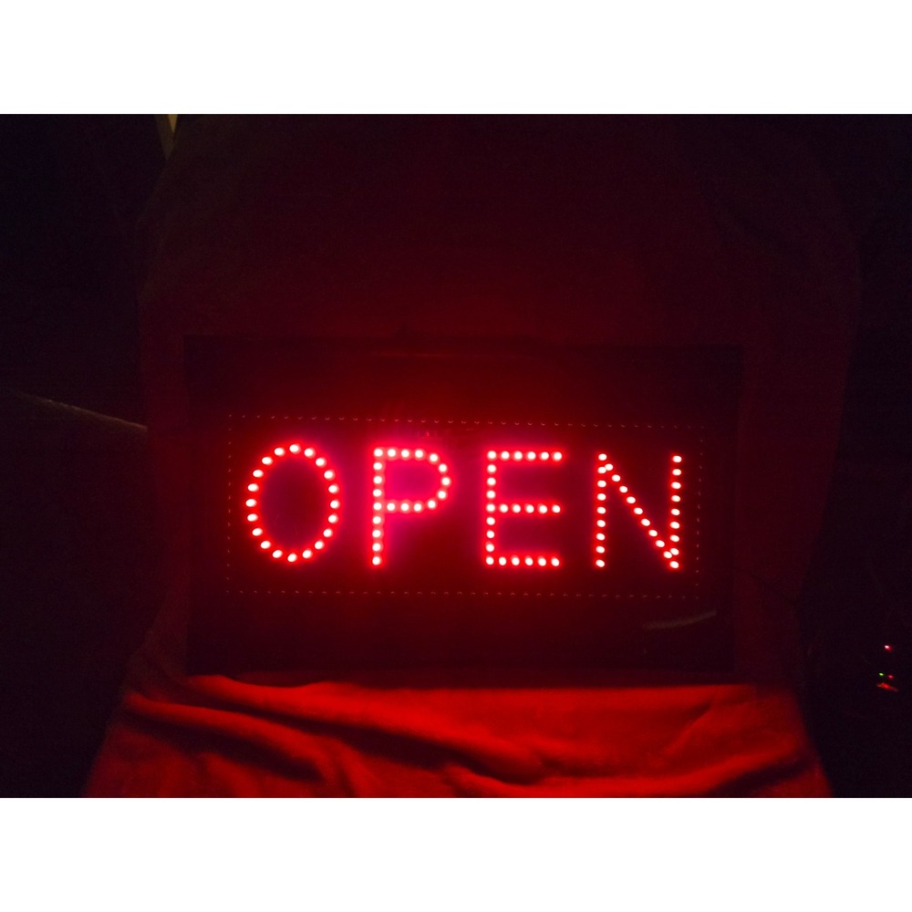 LED‎ OPEN Sign Red Blue Lighted Store Business Window Display Plug In 20" Works